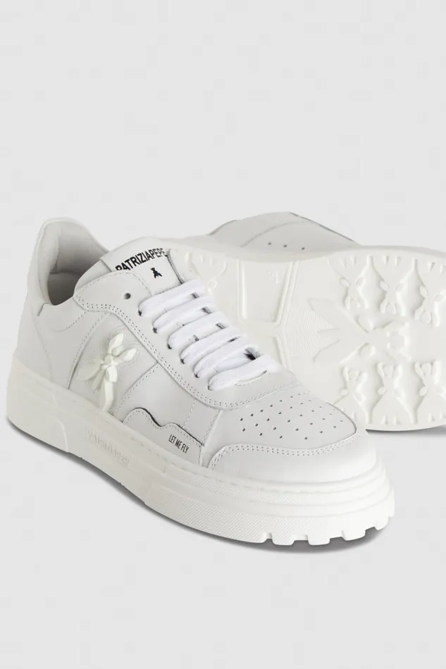Patrizia Pepe Leather White Sneakers Off White Footwear