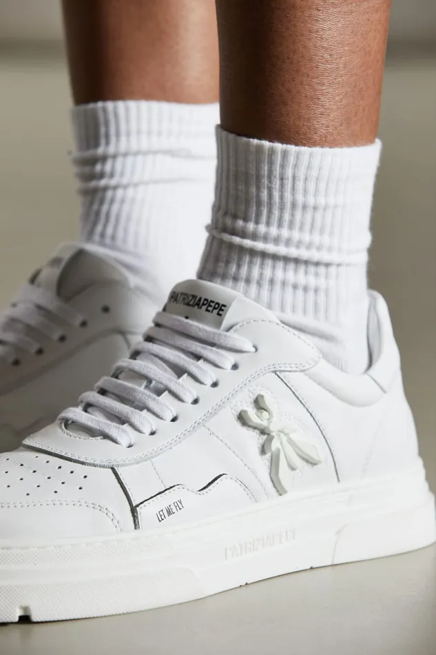 Patrizia Pepe Leather White Sneakers Off White Footwear