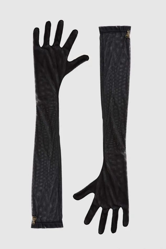 Patrizia Pepe Stretch Tulle Long Glove Black Nero Accessories