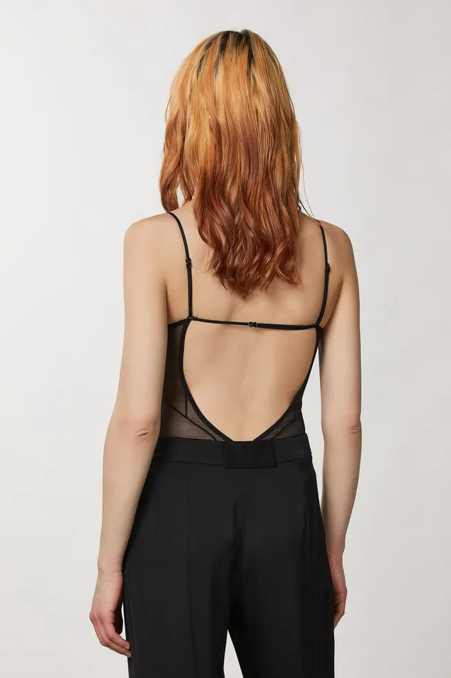 Patrizia Pepe Tulle Bodysuit Black Nero Apparel Lingerie