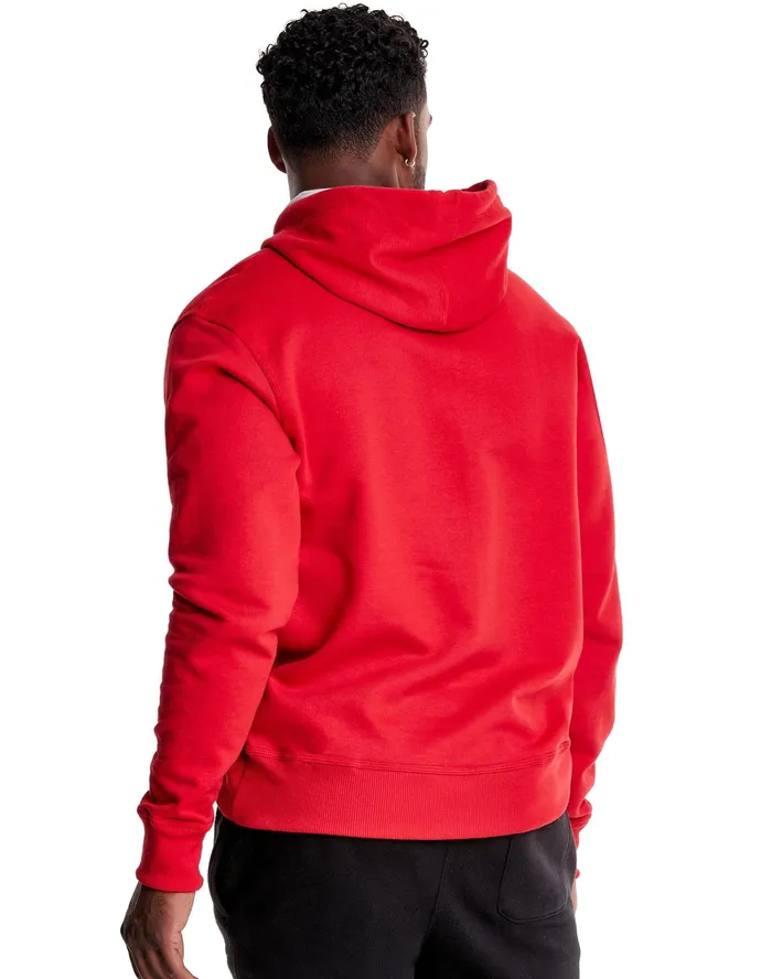 Powerblend Hoodie Script Logo Team Red Scarlet Men Champion Hoodies and Sweatshirts