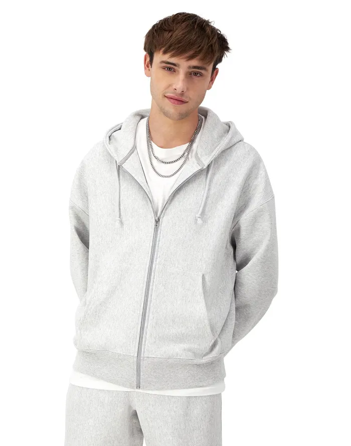 Reverse Weave Arena FullZip Hoodie Silver Grey Men Champion Hoodies and Sweatshirts