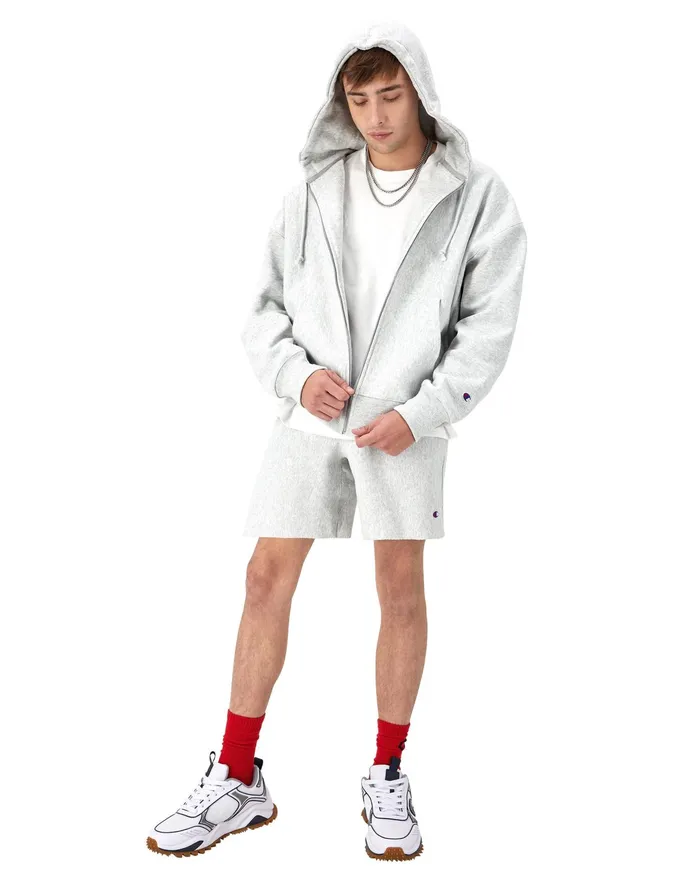Reverse Weave Arena FullZip Hoodie Silver Grey Men Champion Hoodies and Sweatshirts