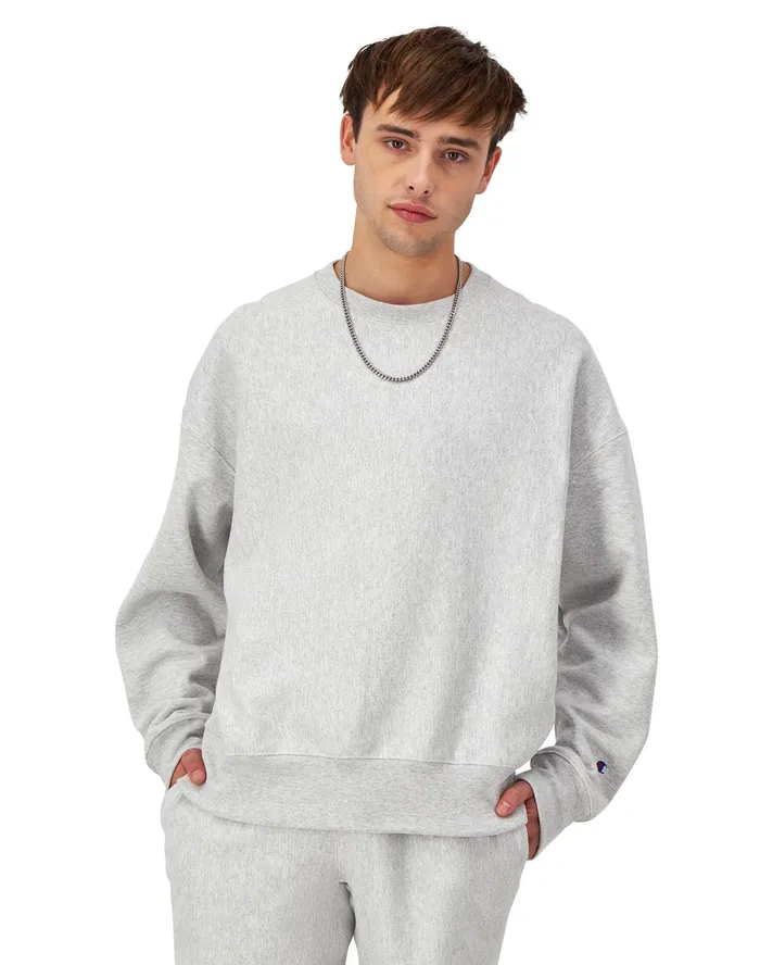 Reverse Weave Stadium Crewneck Sweatshirt Gfs Silver Grey Men Champion Hoodies and Sweatshirts