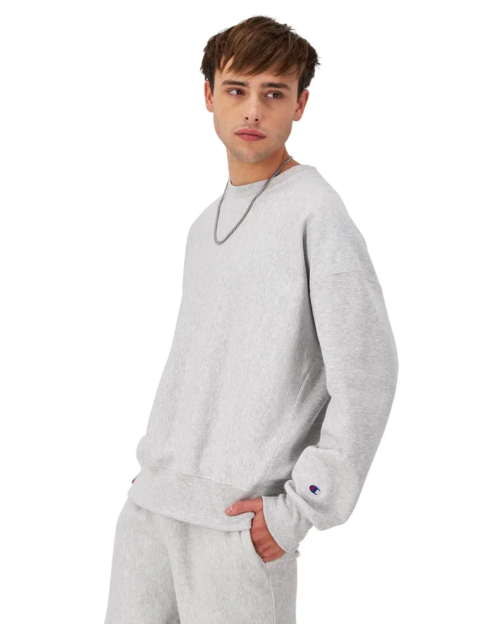 Reverse Weave Stadium Crewneck Sweatshirt Gfs Silver Grey Men Champion Hoodies and Sweatshirts