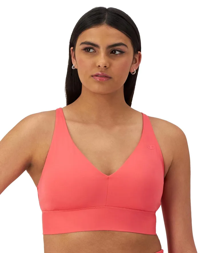 Soft Touch Longline Strappy Sports Bra C Logo High Tide Coral Women Champion Sports Bras and Bralettes Soft Touch Longline Strappy Sports Bra C Logo High Tide Coral Women Champion Sports Bras and Bralettes