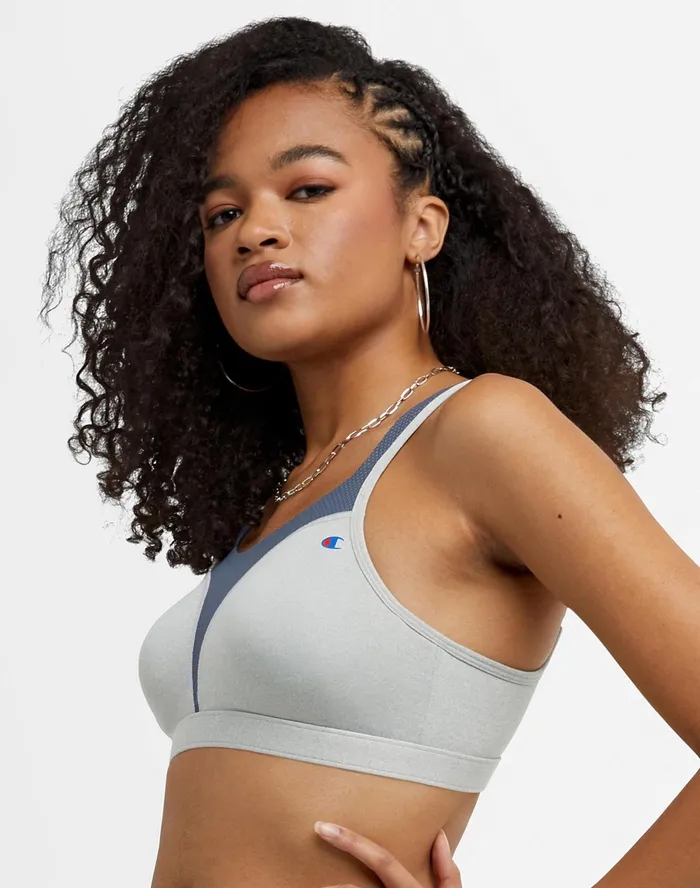Spot Comfort HighImpact Sports Bra C Logo Oxford Heathermedium Grey Women Champion Sports Bras and Bralettes