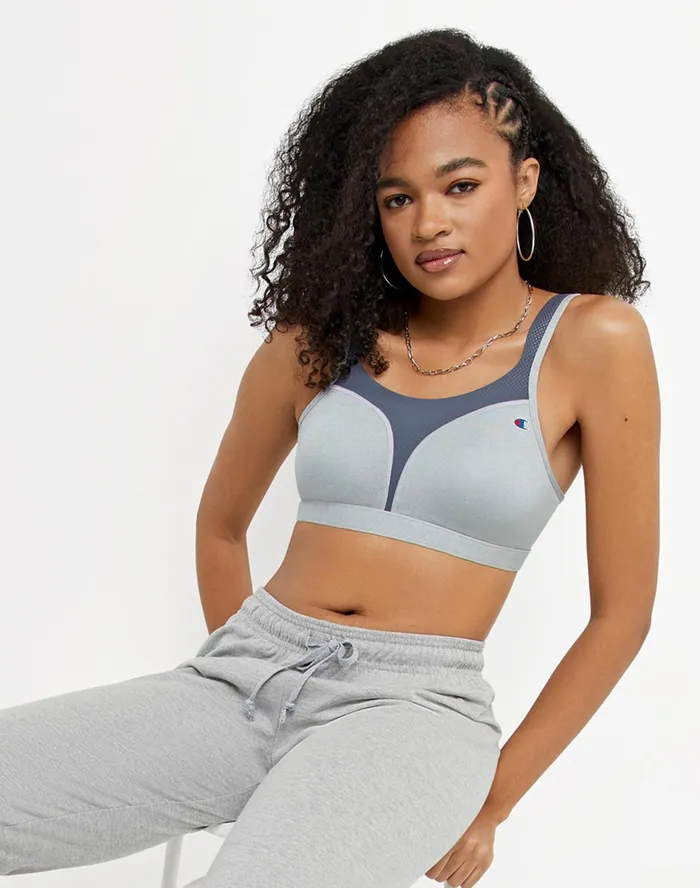 Spot Comfort HighImpact Sports Bra C Logo Oxford Heathermedium Grey Women Champion Sports Bras and Bralettes