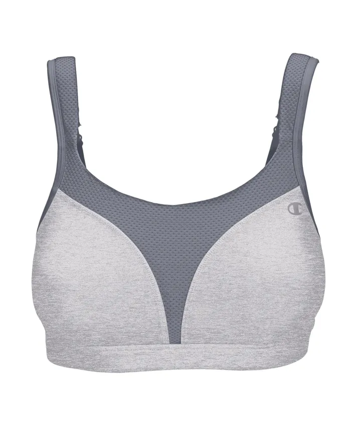 Spot Comfort HighImpact Sports Bra C Logo Oxford Heathermedium Grey Women Champion Sports Bras and Bralettes