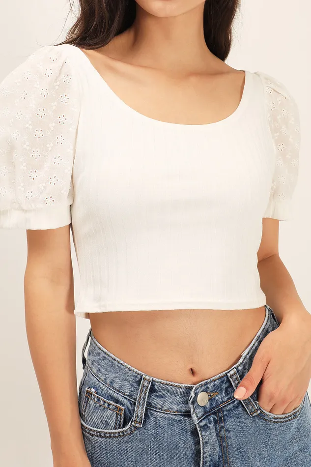 Storets Ellie Eyelet Lace Crop Top Women Crop Tops