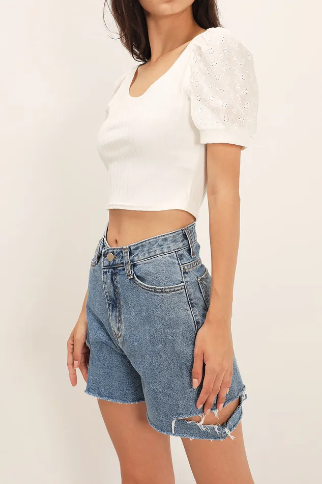 Storets Ellie Eyelet Lace Crop Top Women Crop Tops
