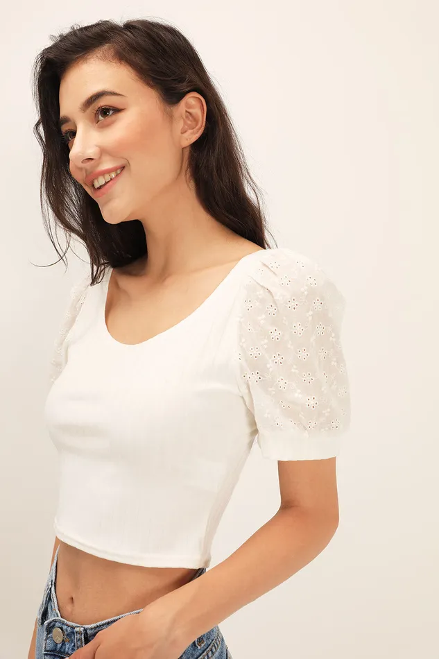 Storets Ellie Eyelet Lace Crop Top Women Crop Tops