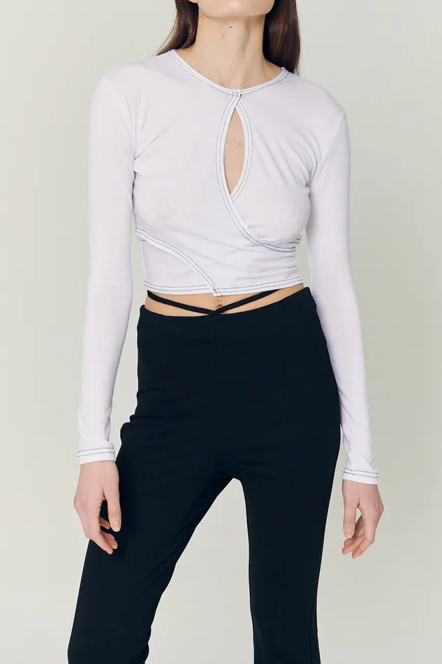 Storets Hazel Hole Wrapped Effect Top Women Crop Tops