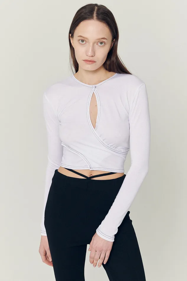 Storets Hazel Hole Wrapped Effect Top Women Crop Tops