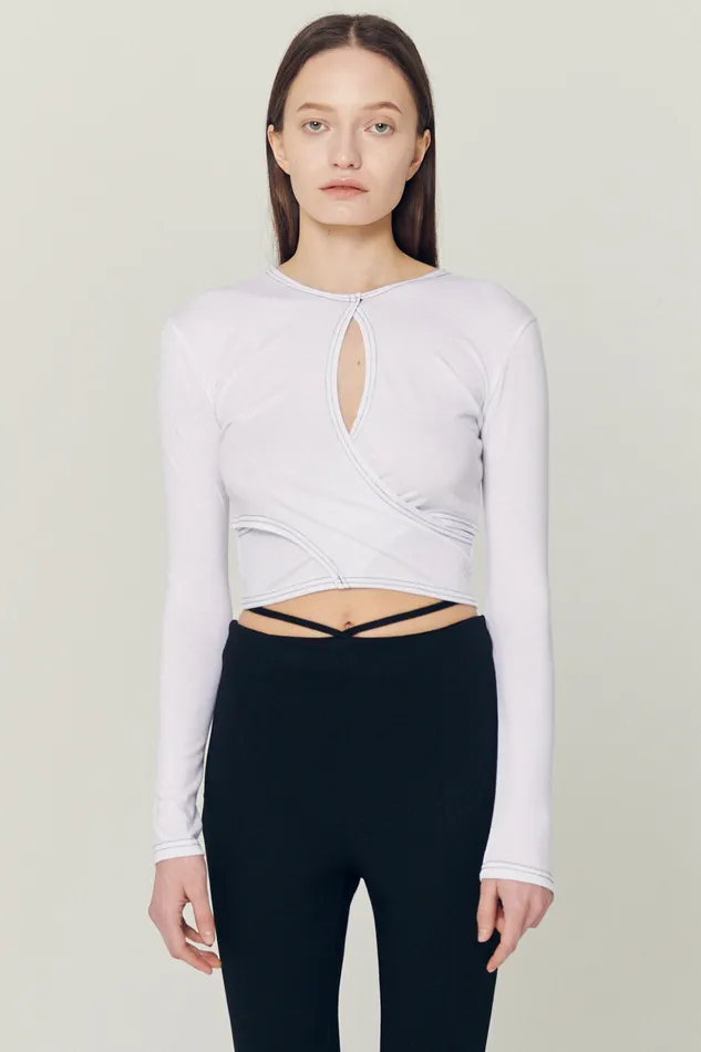 Storets Hazel Hole Wrapped Effect Top Women Crop Tops
