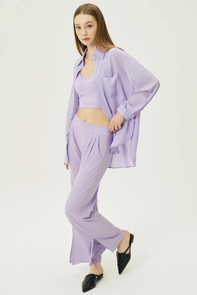 Storets Hazel Sheer 3Piece Set Women Shirts and Blouses