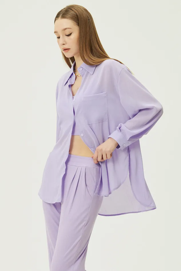 Storets Hazel Sheer 3Piece Set Women Shirts and Blouses