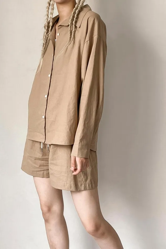 Storets Mia Openback Linen Shirt Women Shirts and Blouses