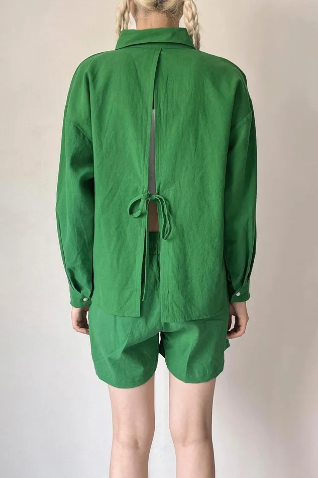 Storets Mia Openback Linen Shirt Women Shirts and Blouses