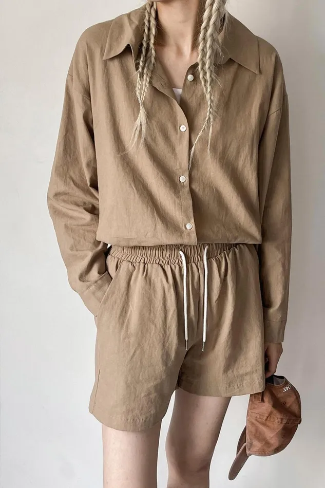 Storets Mia Openback Linen Shirt Women Shirts and Blouses