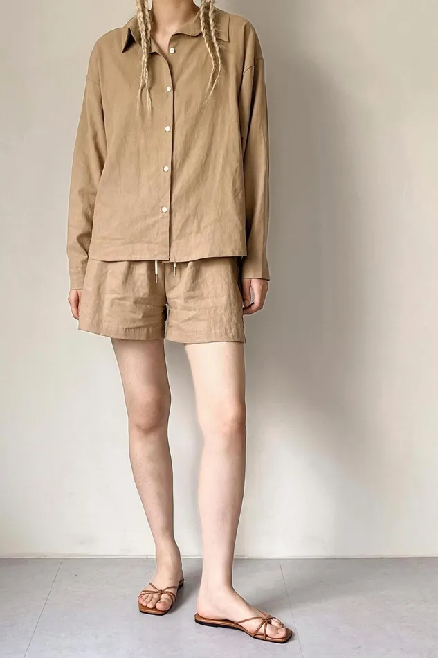 Storets Mia Openback Linen Shirt Women Shirts and Blouses