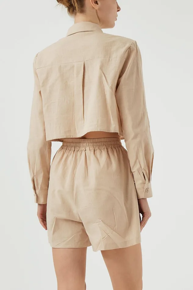 Storets Sophie Cropped Shirt and Shorts Set Women Shirts and Blouses Storets Sophie Cropped Shirt and Shorts Set Women Shirts and Blouses