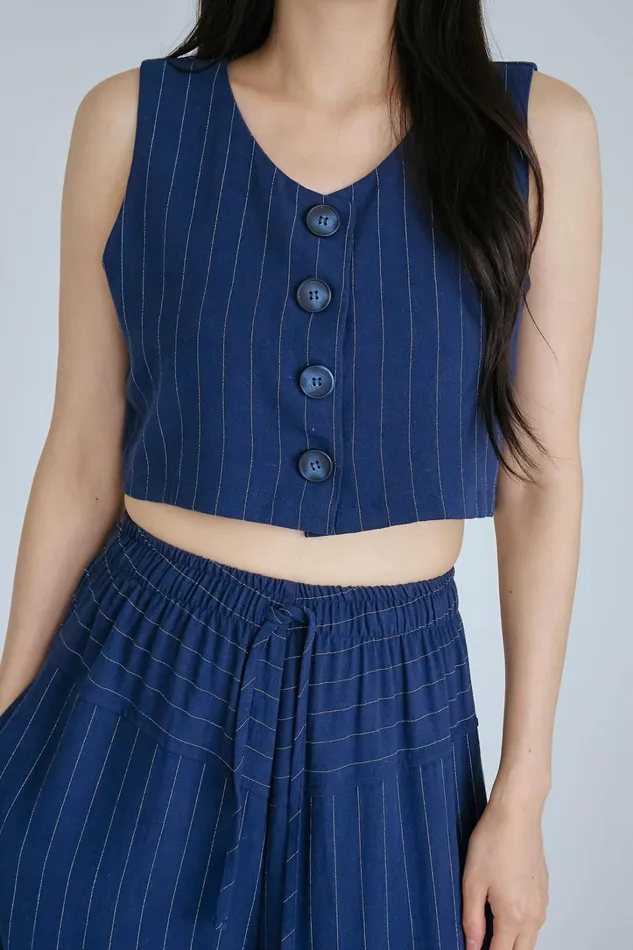 Storets Yve Striped Linen Top Women Shirts and Blouses