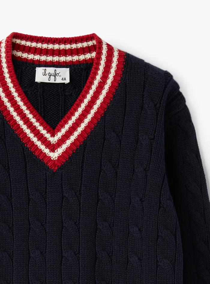 Sweaters And Cardigans Boy 216 Il Gufo Organic Cotton Sweater With Cable Knit