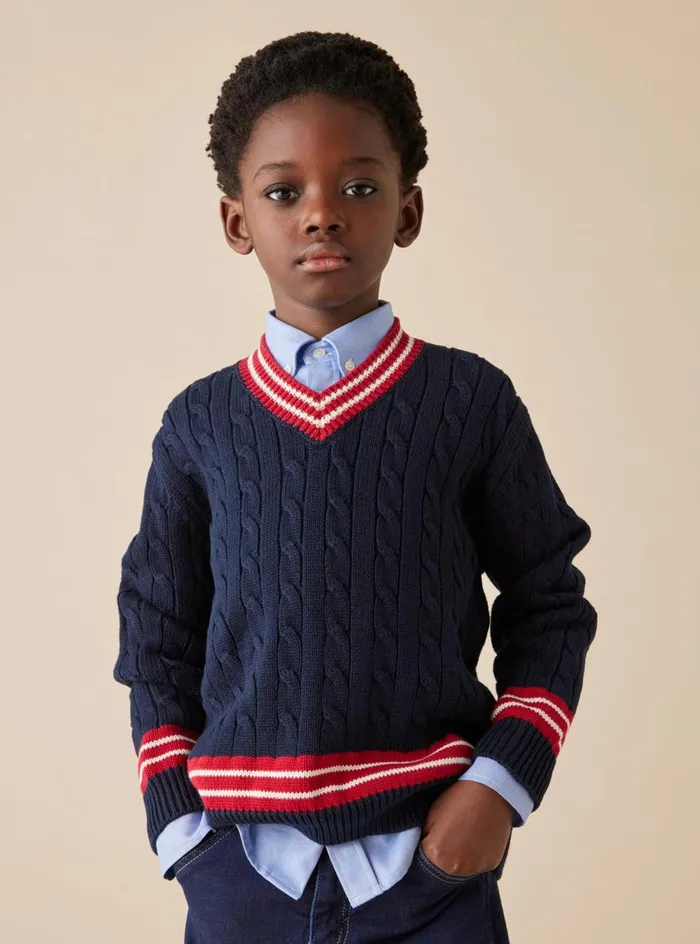 Sweaters And Cardigans Boy 216 Il Gufo Organic Cotton Sweater With Cable Knit