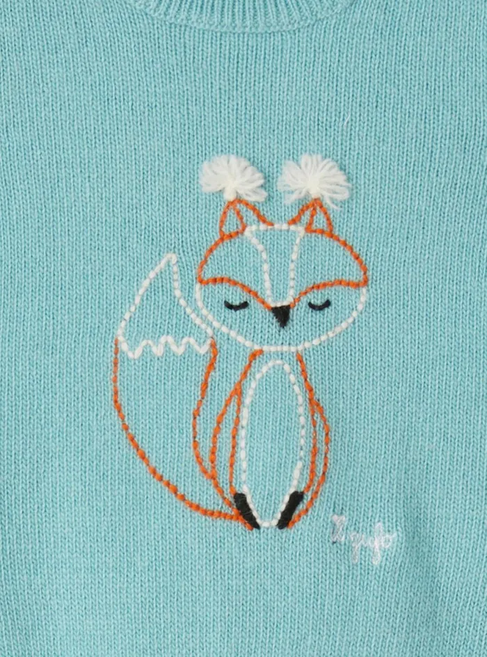 Sweaters And Cardigans Girl 216Baby 036 Il Gufo Wool Sweater With Fox Embroidery