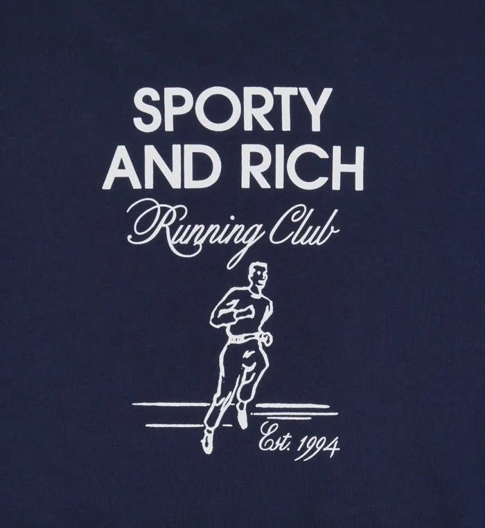 Sweatshirts Men Sporty and Rich Running Man Crewneck 8211 NavyWhite