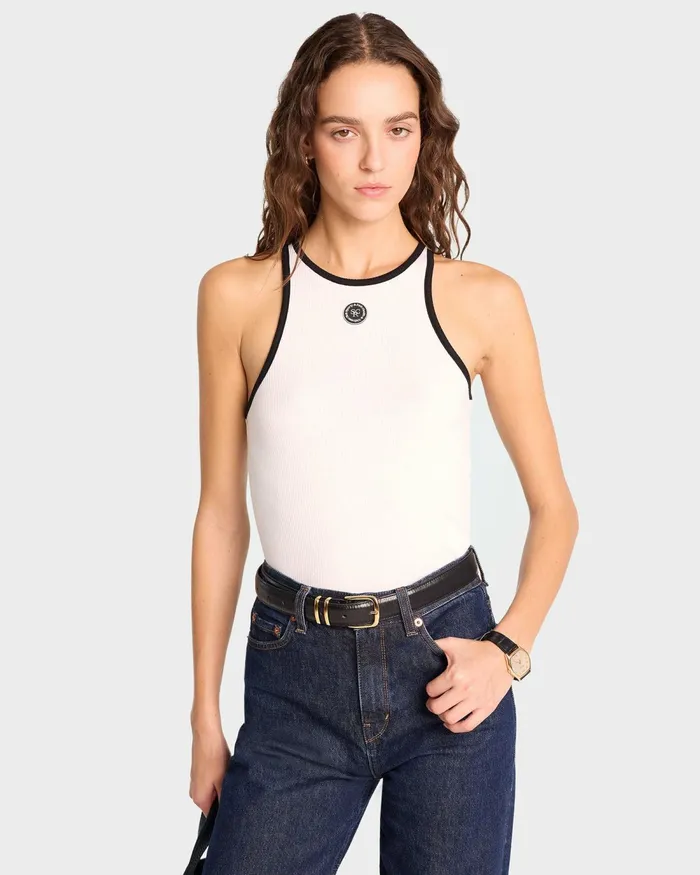 TShirts and Tops Women Sporty and Rich SRHWC Ribbed Tank 8211 WhiteBlack