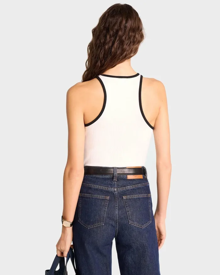 TShirts and Tops Women Sporty and Rich SRHWC Ribbed Tank 8211 WhiteBlack