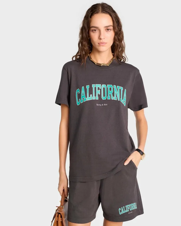 TShirts Men Sporty and Rich California TShirt 8211 Faded BlackSpring Green