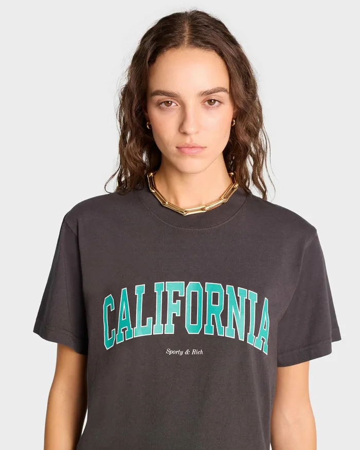 TShirts Men Sporty and Rich California TShirt 8211 Faded BlackSpring Green