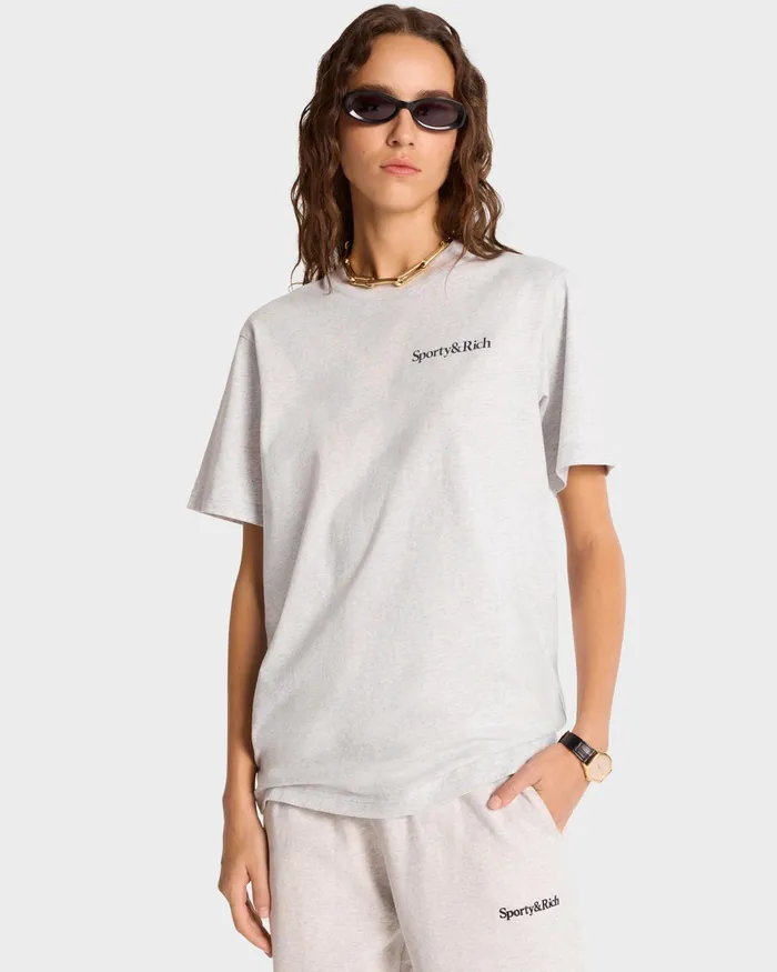 TShirts Men Sporty and Rich Health Is Wealth TShirt 8211 Heather GrayNavy