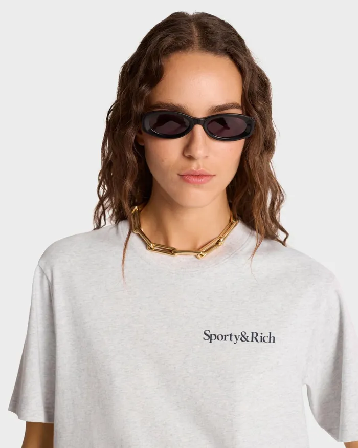 TShirts Men Sporty and Rich Health Is Wealth TShirt 8211 Heather GrayNavy