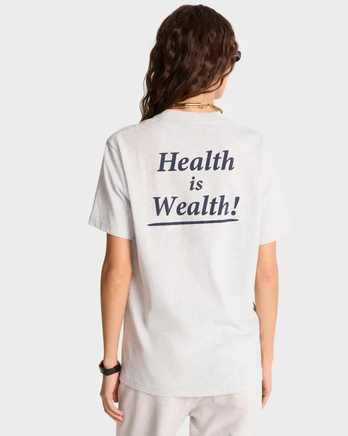 TShirts Men Sporty and Rich Health Is Wealth TShirt 8211 Heather GrayNavy