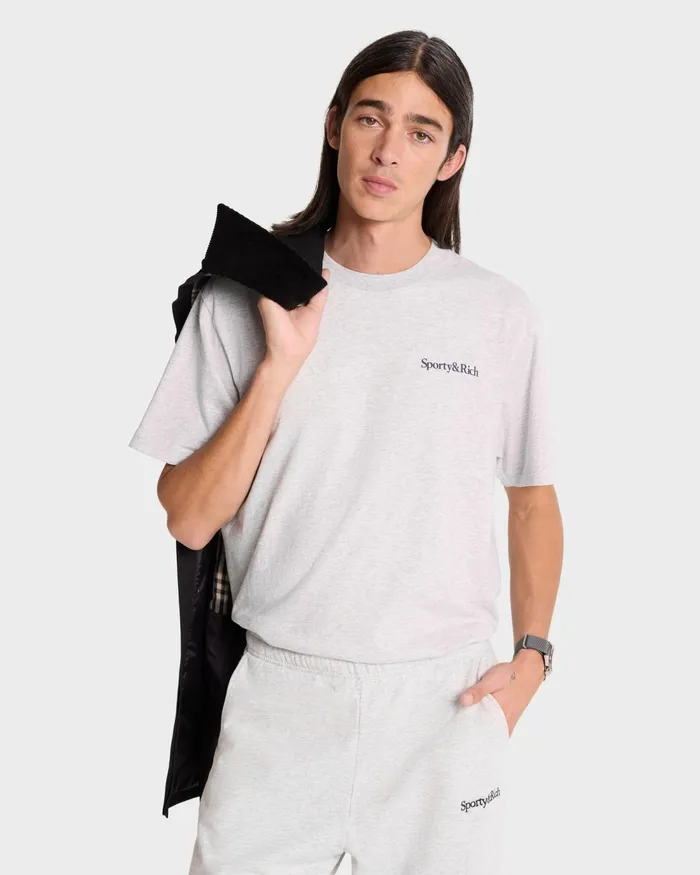 TShirts Men Sporty and Rich Health Is Wealth TShirt 8211 Heather GrayNavy