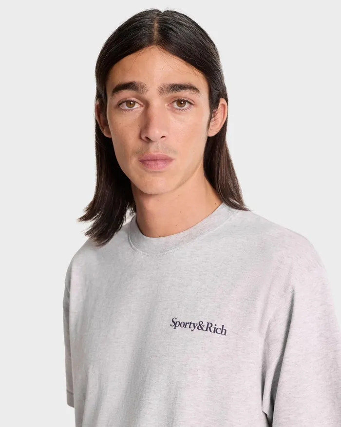 TShirts Men Sporty and Rich Health Is Wealth TShirt 8211 Heather GrayNavy