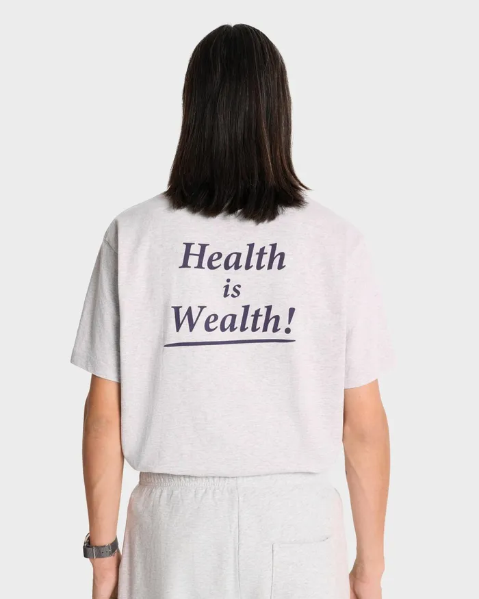 TShirts Men Sporty and Rich Health Is Wealth TShirt 8211 Heather GrayNavy