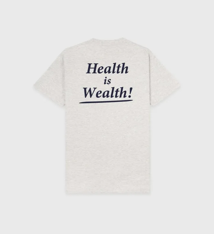 TShirts Men Sporty and Rich Health Is Wealth TShirt 8211 Heather GrayNavy
