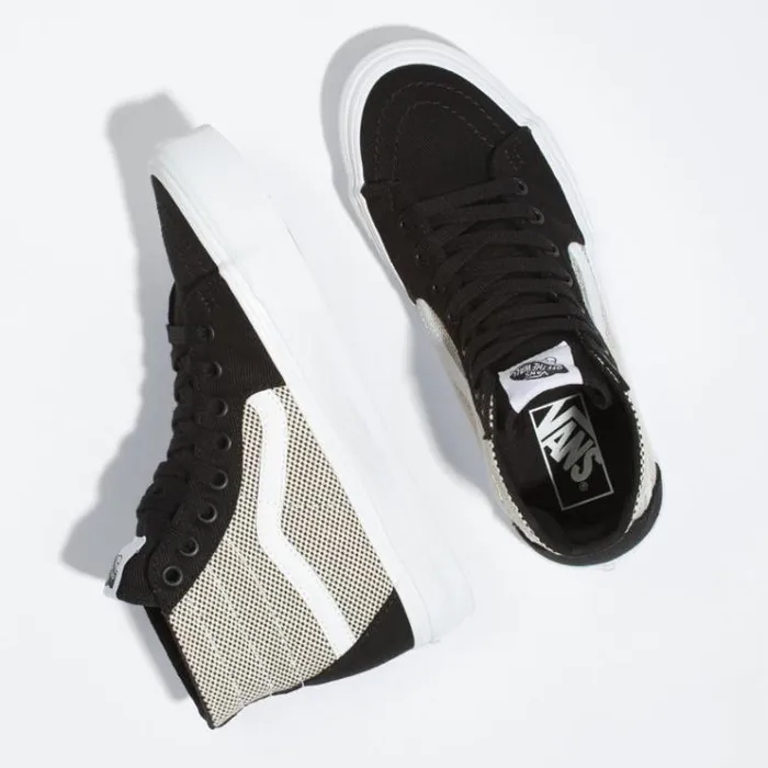 Vans 2Tone Linen Sk8Hi Tapered BlackTrue White Womens Classics Shoes Vans 2Tone Linen Sk8Hi Tapered BlackTrue White Womens Classics Shoes