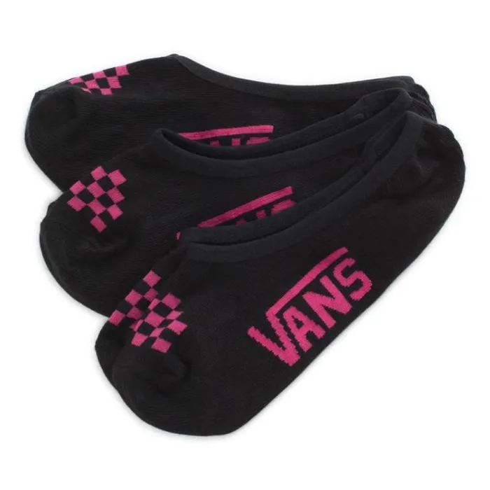 Vans Canoodle Super No Show Socks 3 Pair Pack Black Pink Womens Socks