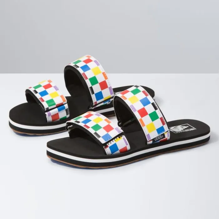 Vans Cayucas Slide Rainbow CheckerboardBlack Womens Sandals