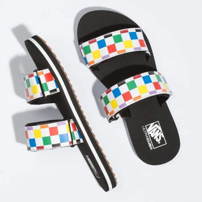 Vans Cayucas Slide Rainbow CheckerboardBlack Womens Sandals