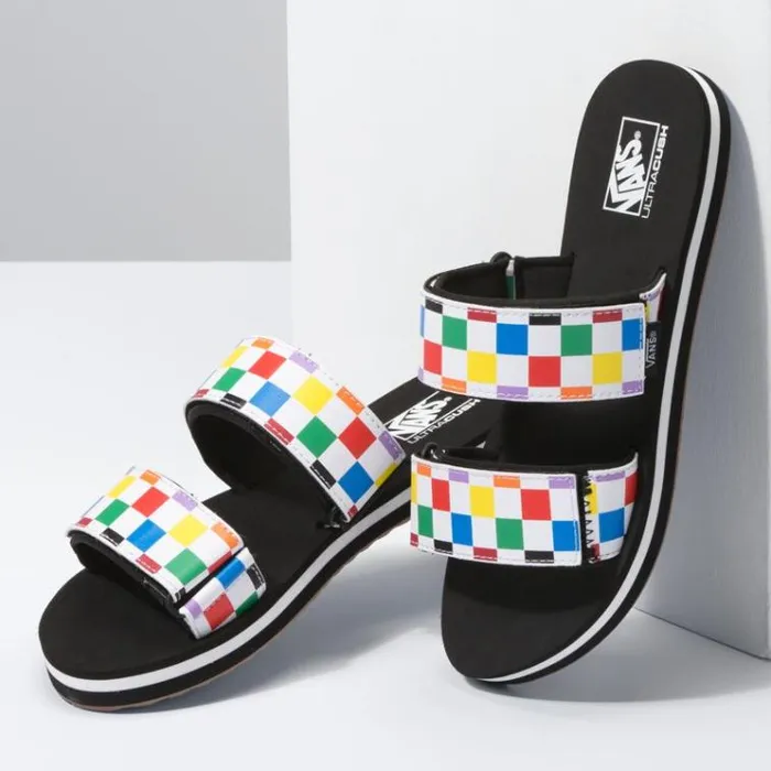 Vans Cayucas Slide Rainbow CheckerboardBlack Womens Sandals