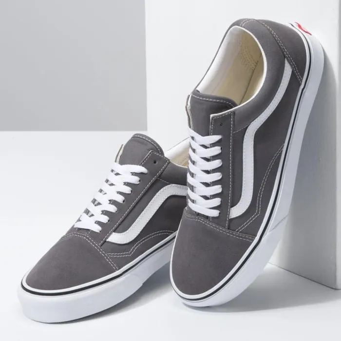 Vans Old Skool PewterTrue White MensWomens Classics Shoes Vans Old Skool PewterTrue White MensWomens Classics Shoes