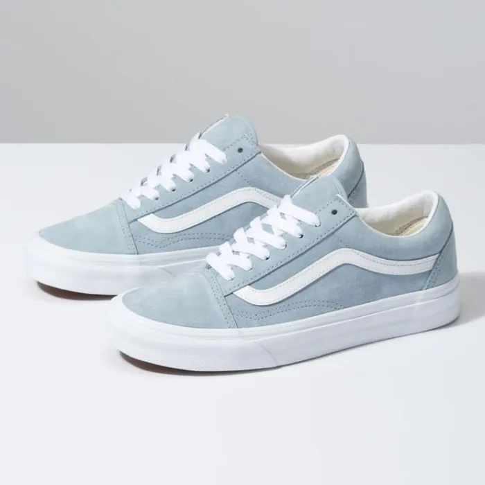 Vans Pig Suede Old Skool Blue FogTrue White Womens Classics Shoes