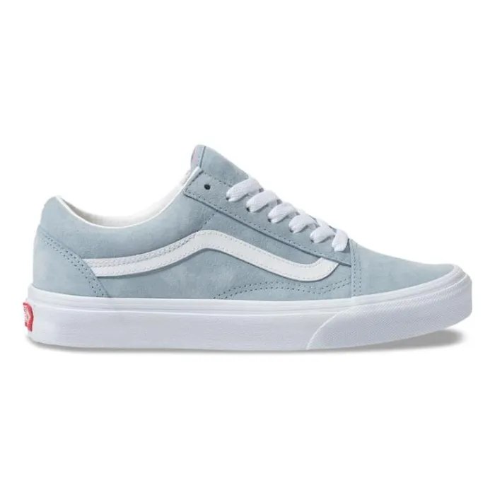Vans Pig Suede Old Skool Blue FogTrue White Womens Classics Shoes Vans Pig Suede Old Skool Blue FogTrue White Womens Classics Shoes